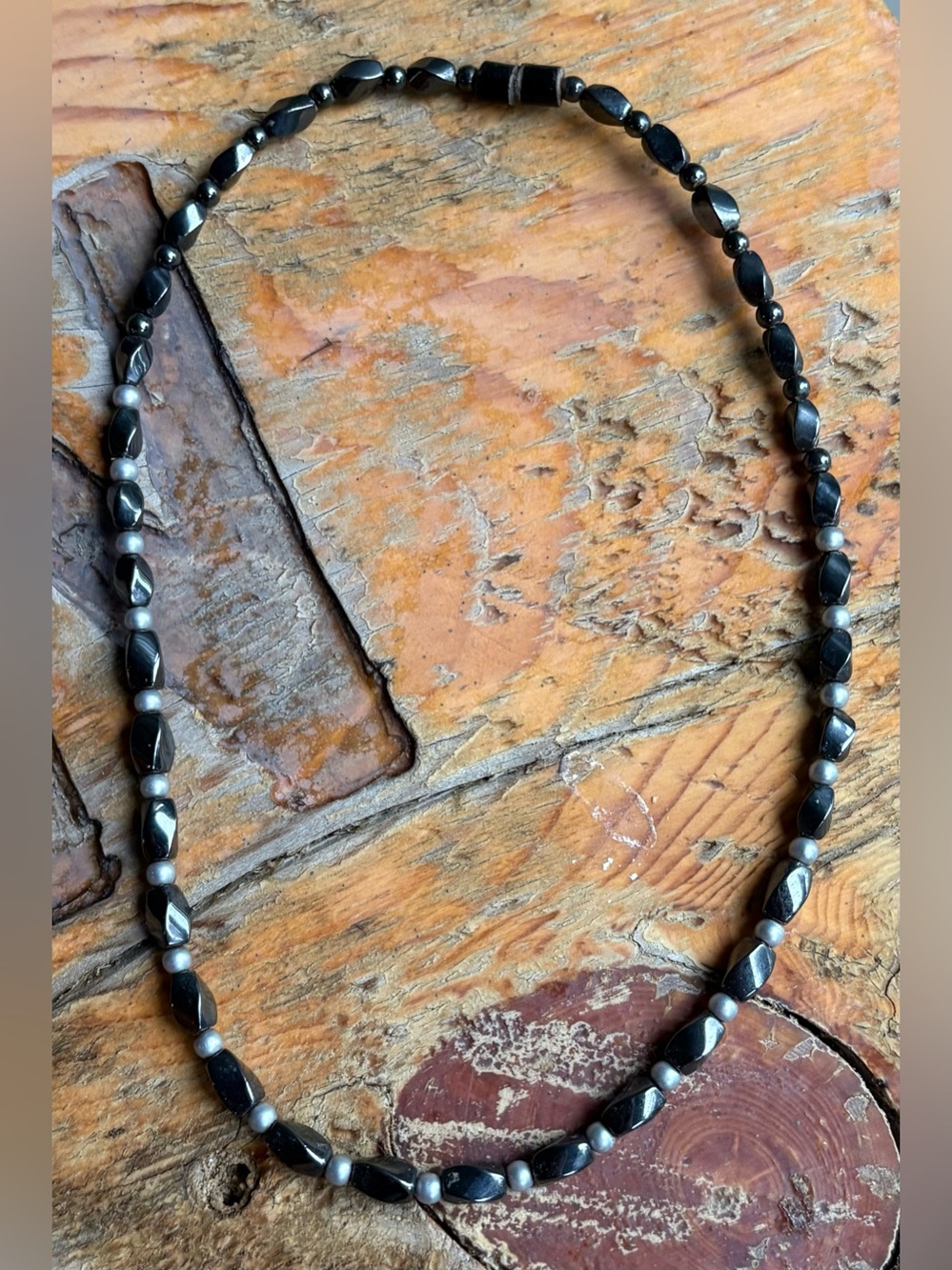 Black and silver beaded necklace